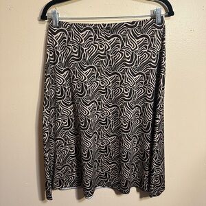 Hypnotized Abstract Zebra Print Midi Skirt, Brown & Cream, Stretch, Small